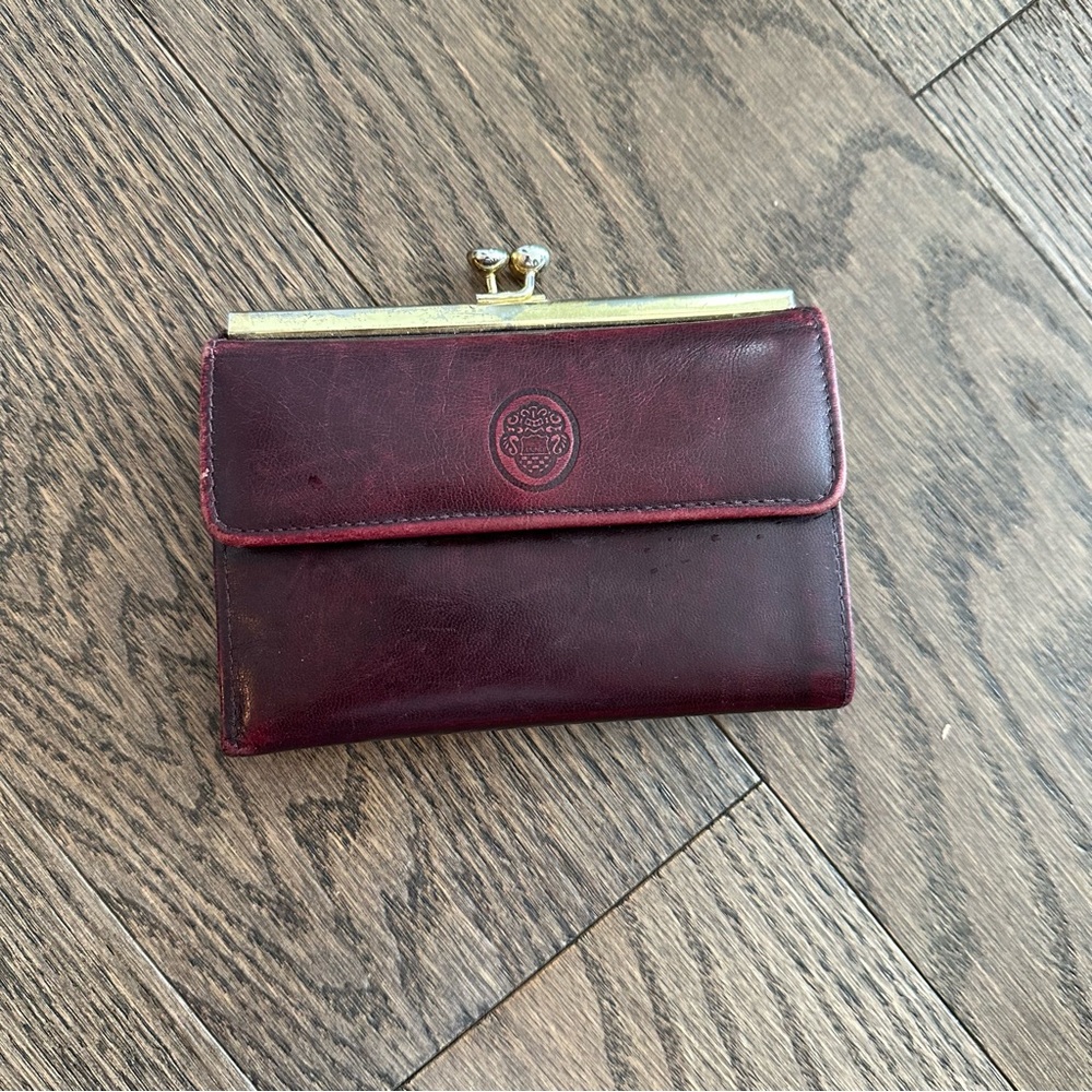 Vintage Burgundy Goatskin Leather Wallet